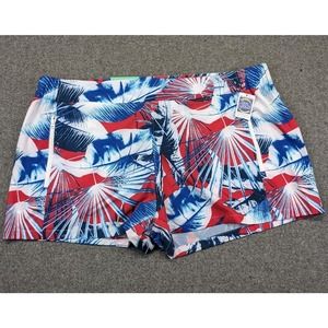 Reel Legends Plus Adventure Shorts Size 1X Americana Palms Pull On Zip Pocket